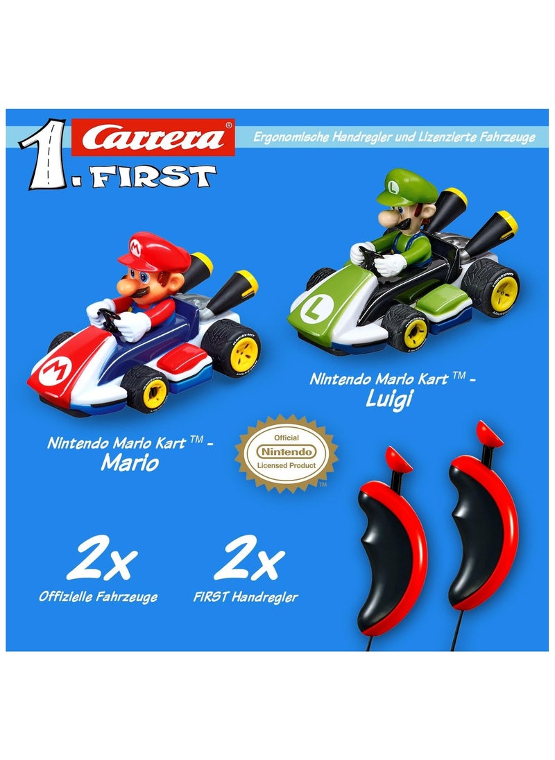 Carrera First Nintendo Mario Kart Track Set | 2.9m Electric Race Track | Dual Racing for Kids & Adults | Scale 1:50 | Includes Controllers