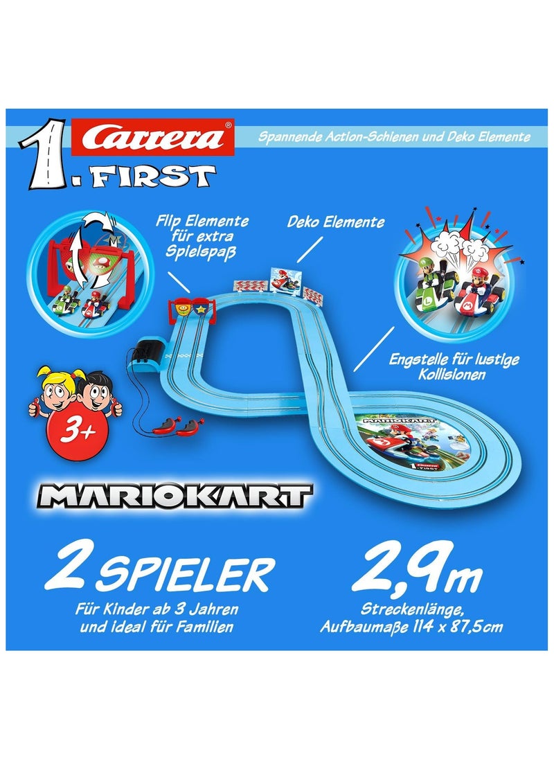 Carrera First Nintendo Mario Kart Track Set | 2.9m Electric Race Track | Dual Racing for Kids & Adults | Scale 1:50 | Includes Controllers