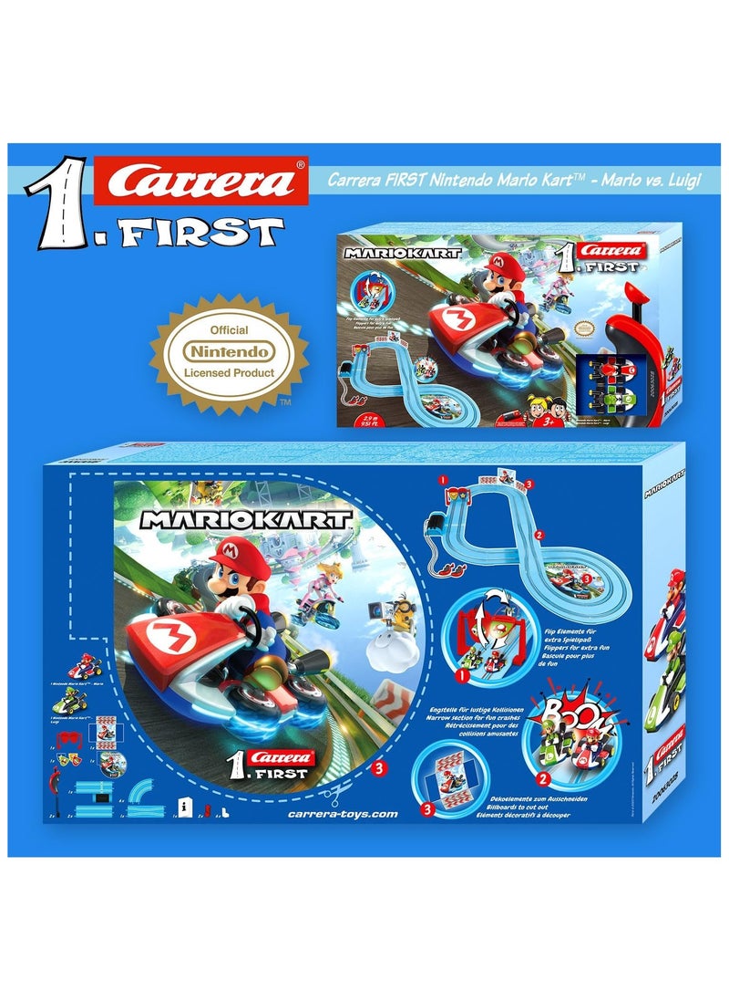 Carrera First Nintendo Mario Kart Track Set | 2.9m Electric Race Track | Dual Racing for Kids & Adults | Scale 1:50 | Includes Controllers