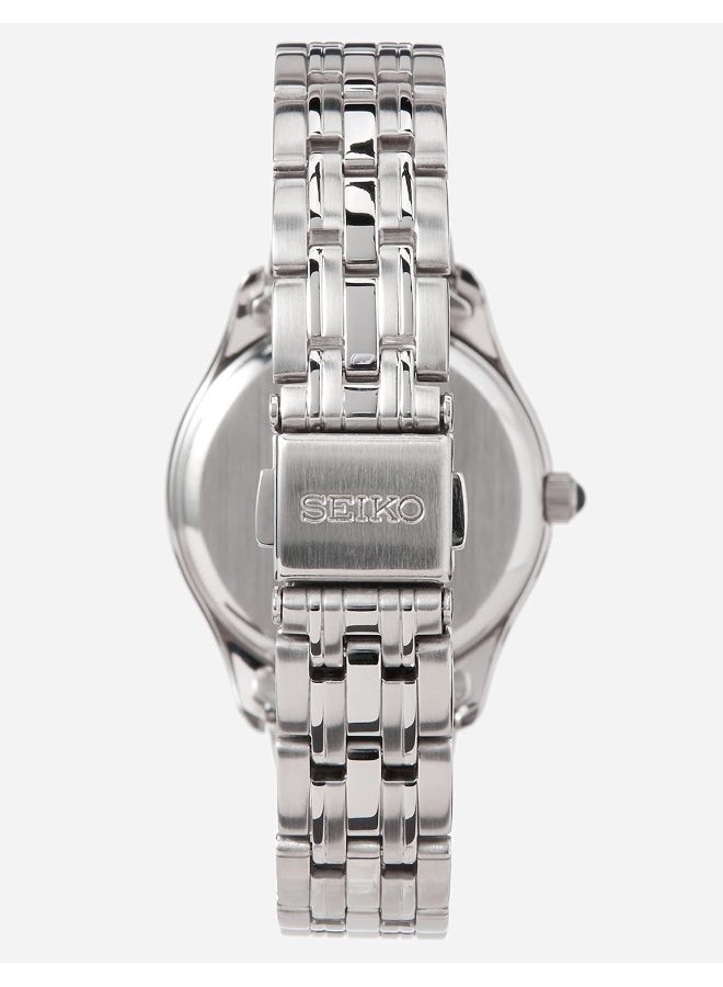 Seiko ساعة سيكو نيو كلاسيك بقرص أبيض من الفولاذ المقاوم للصدأ للنساء - SUR643P1 - Image 4