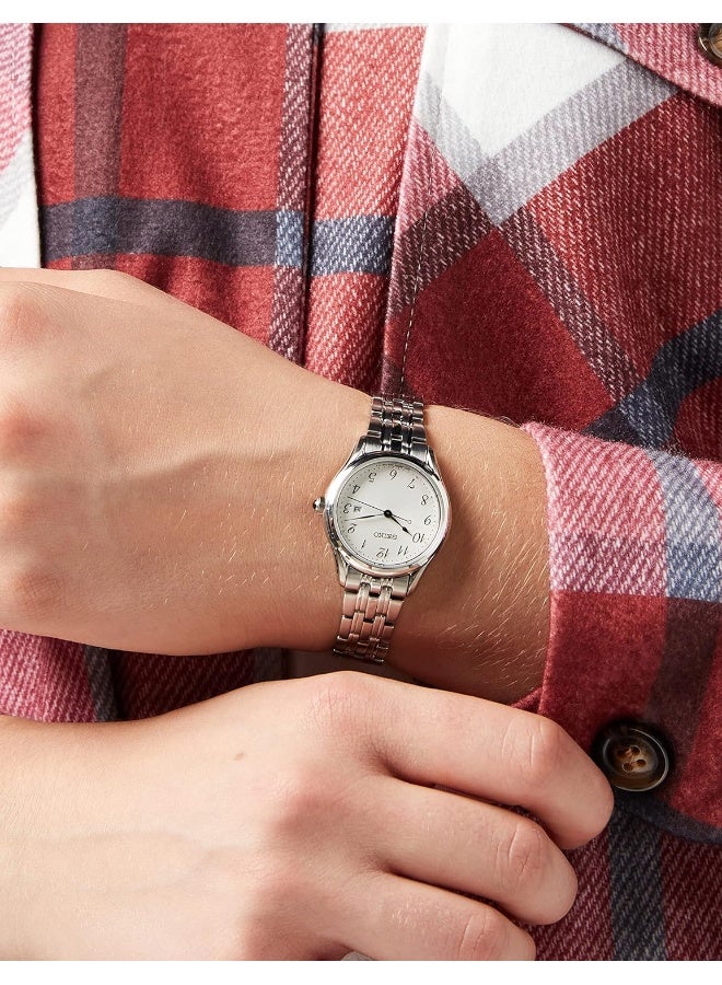 Seiko ساعة سيكو نيو كلاسيك بقرص أبيض من الفولاذ المقاوم للصدأ للنساء - SUR643P1 - Image 2