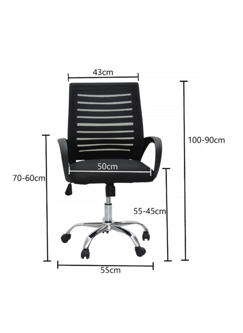 KARNAK Office Chair Black Nylon Medium Back Low Back With Wheels Computer Chair Study Chair  - Image 3