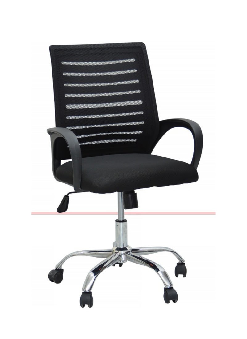 KARNAK Office Chair Black Nylon Medium Back Low Back With Wheels Computer Chair Study Chair  - Image 1