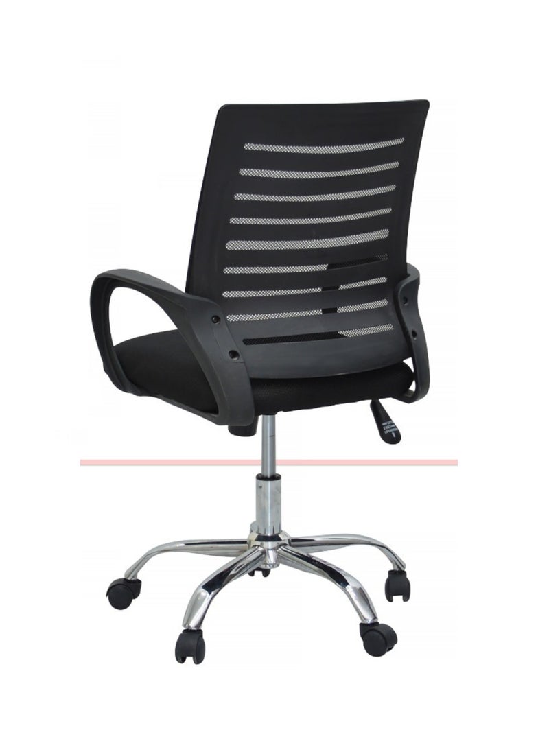 KARNAK Office Chair Black Nylon Medium Back Low Back With Wheels Computer Chair Study Chair  - Image 2
