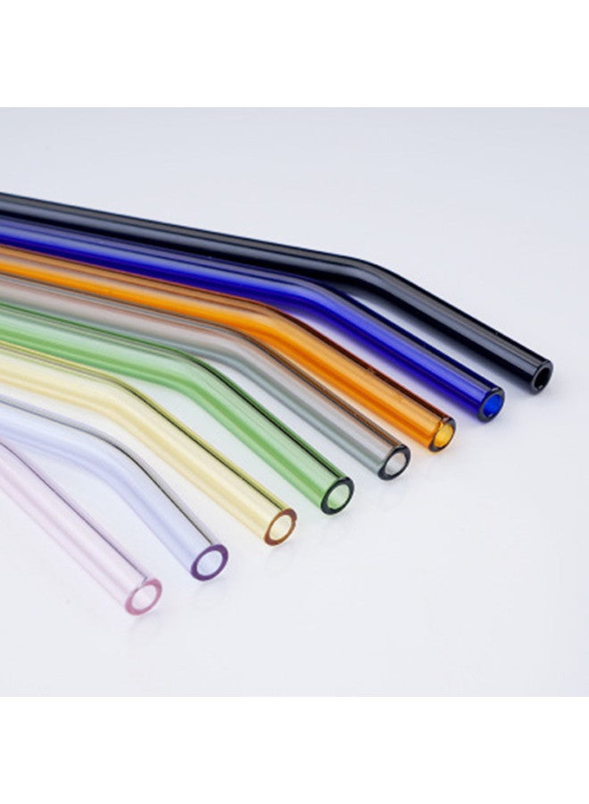 Borosilicate Glass Straw 8 * 230mm Color Complete Environmental Protection Straw Coffee Milk Tea Drink Factory Direct Sales-Color:Light Green Straight Tube-Specifications:8*230mm  - Image 3