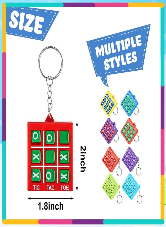 Zomiboo 16 Pcs Tic Tac Toe Game Party Favor Birthday Goodie Bag Basket Stuffers Keychains for Kids 8-12 End of Year Gift Classroom Prize Treasure Chest Carnival Prize Box Exchange Gift (6 Color) - Image 2