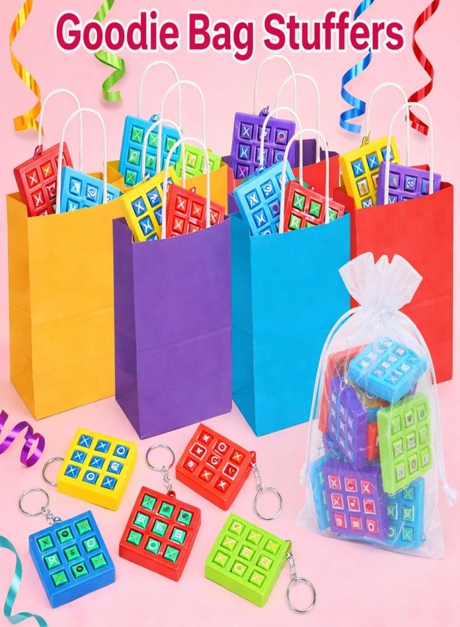 Zomiboo 16 Pcs Tic Tac Toe Game Party Favor Birthday Goodie Bag Basket Stuffers Keychains for Kids 8-12 End of Year Gift Classroom Prize Treasure Chest Carnival Prize Box Exchange Gift (6 Color) - Image 5