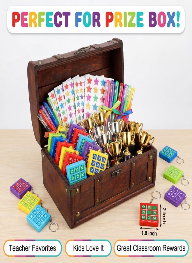 Zomiboo 16 Pcs Tic Tac Toe Game Party Favor Birthday Goodie Bag Basket Stuffers Keychains for Kids 8-12 End of Year Gift Classroom Prize Treasure Chest Carnival Prize Box Exchange Gift (6 Color) - Image 4