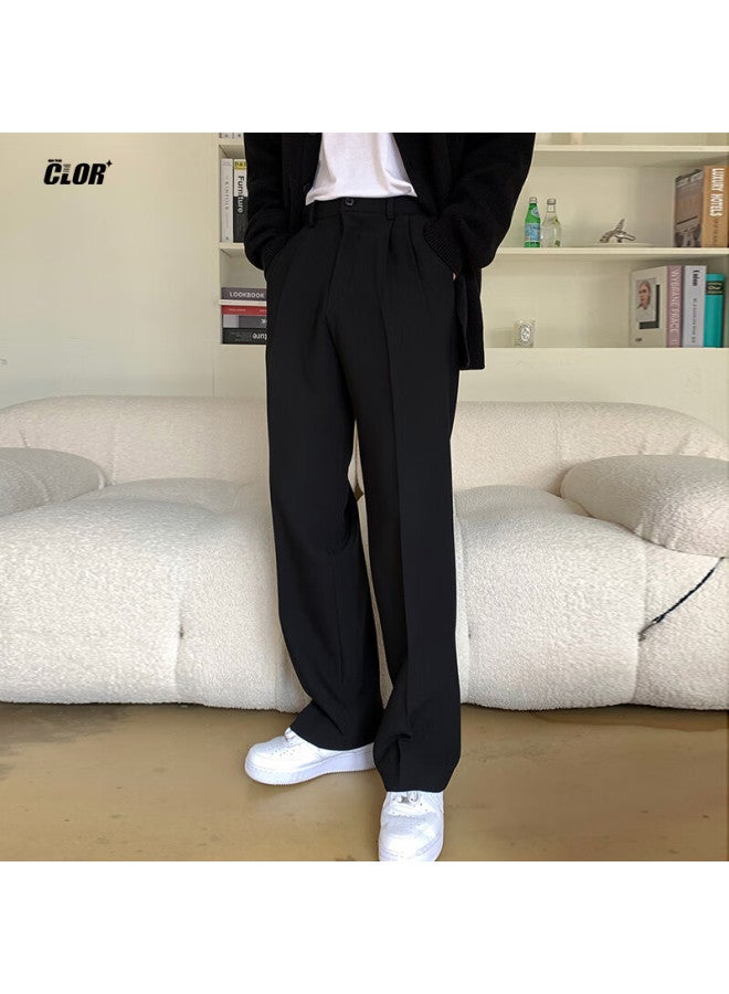 Clor Casual Pants For Men, Spring And Summer Loose Straight-leg Trousers, Trendy Breathable Sports Dress Pants, Cl15 Black, Size L - Image 1