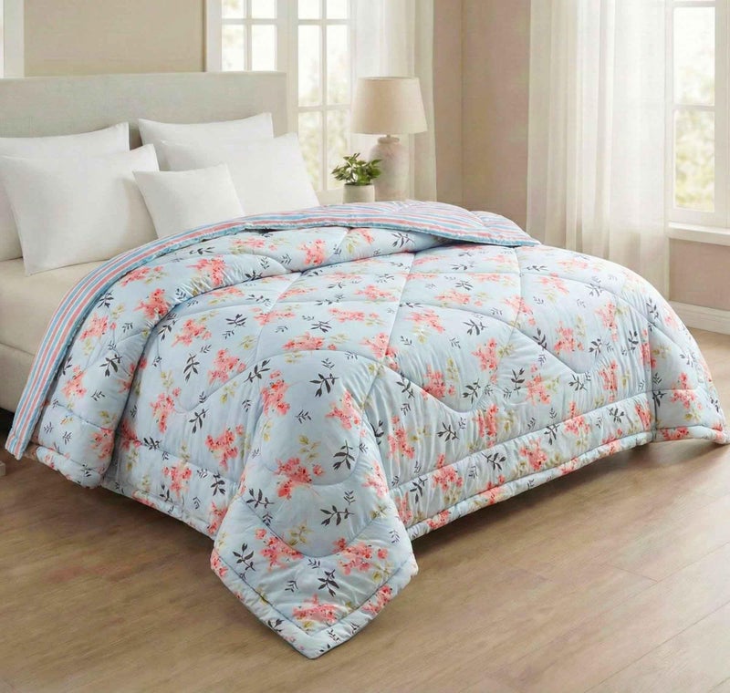 BSB HOME Cloud Cotton Reversible AC Comforter for Double Bed | Super Soft 220 GSM Quilt/Duvet/Dohar | Lightweight All-Season Comforter | 88 x 90 Inches (1 Piece) (Aqua, Pink) - Image 1
