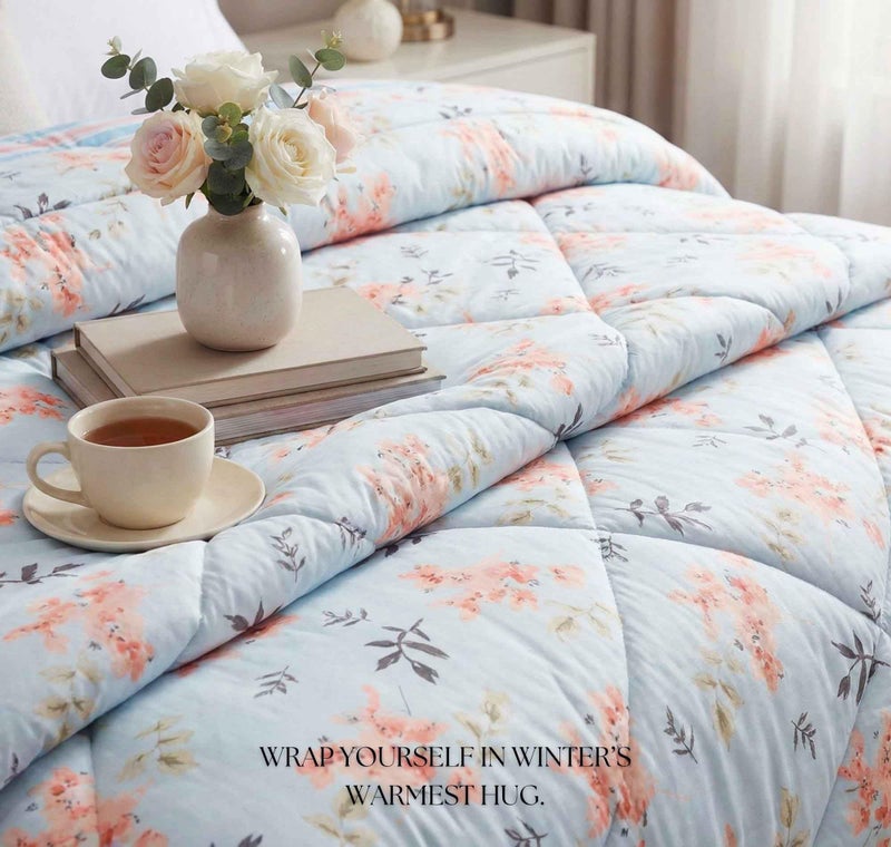 BSB HOME Cloud Cotton Reversible AC Comforter for Double Bed | Super Soft 220 GSM Quilt/Duvet/Dohar | Lightweight All-Season Comforter | 88 x 90 Inches (1 Piece) (Aqua, Pink) - Image 5