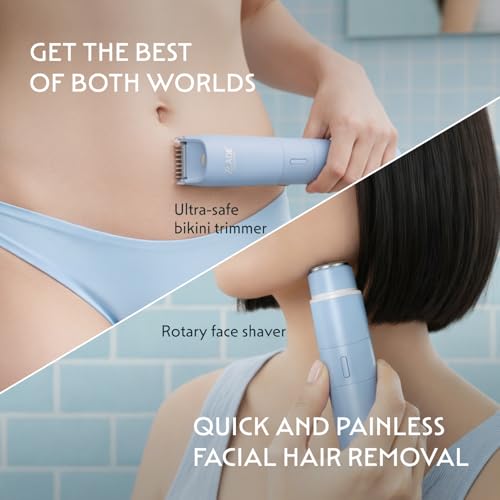 Zlade Summer Vacay 2 in 1 Facial Hair Removal Shaver and Body Trimmer for Women | Face, Body, Bikini Line | Rechargeable with USB C | Waterproof and Showerproof, Easy to Clean Design | Travel Friendly, Compact, Quick and Painless Hair Removal Machine - Image 3