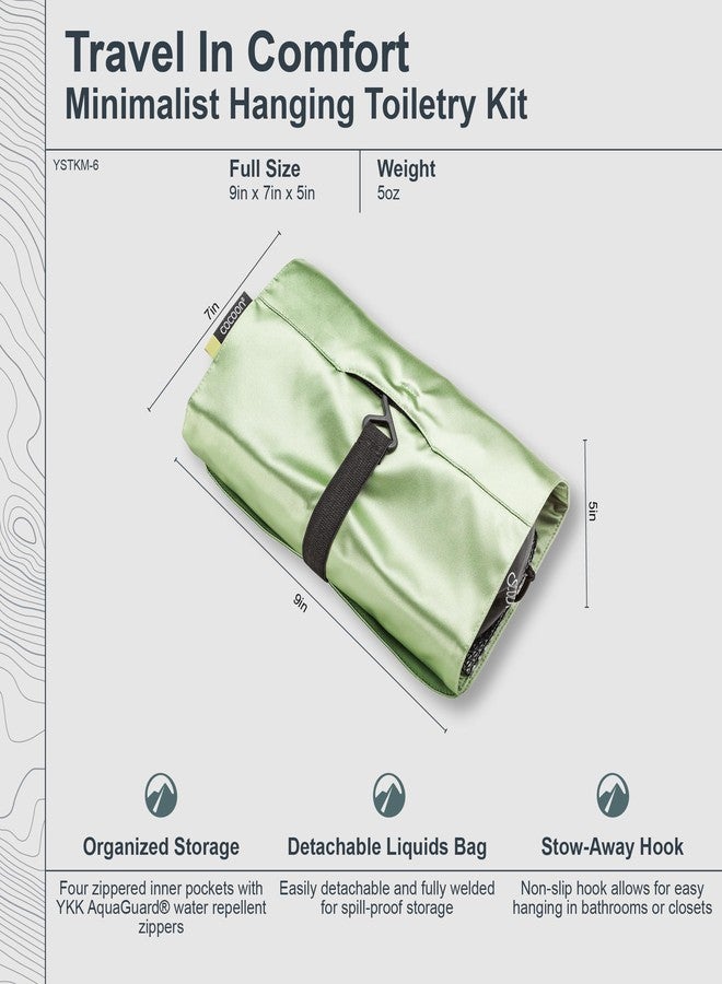 COCOON - Premium - Minimalist Hanging Toiletry Kit - Laminated Silk - Light Green - Image 3