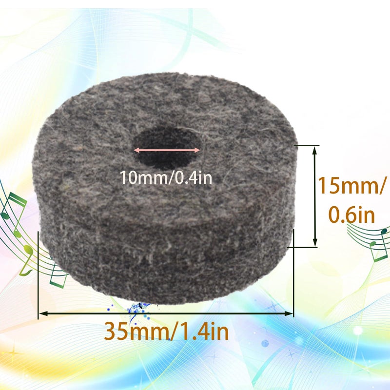 Cheerock Pack of 10 Round Soft Grey Cymbal Stand Felt Washer, Drum Felts Replacement, Enhance Your Drum Kit Sound and Protect Your Cymbals - Image 3