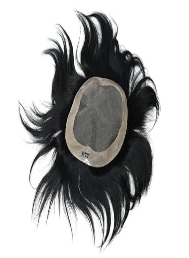 VIVIAN Natural Human hair Patch FINE Regular Base with Half PU Strip for Get Feel Real Skin 100% Human Hair Men Wig/Hair Replacement System (9X7) - Image 3
