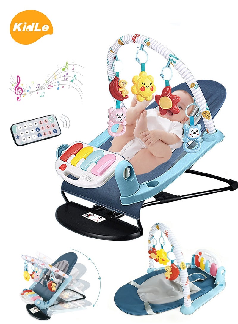 Kidle 2-in-1 Baby Rocker & Activity Gym - Adjustable Baby Cradle Chair with 5 Hanging Toys for Sensory Development, Foldable Infant Lounger for Play & Nap, Portable and Space-Saving. - Image 1