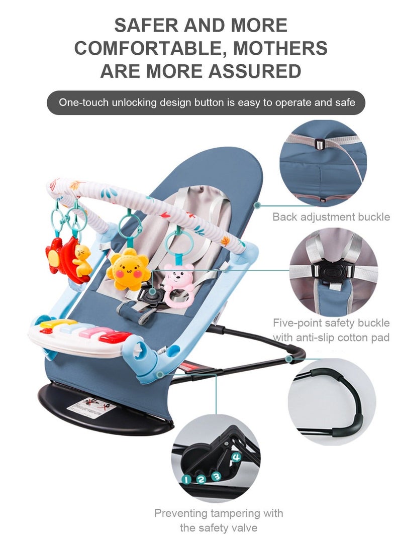 Kidle 2-in-1 Baby Rocker & Activity Gym - Adjustable Baby Cradle Chair with 5 Hanging Toys for Sensory Development, Foldable Infant Lounger for Play & Nap, Portable and Space-Saving. - Image 2