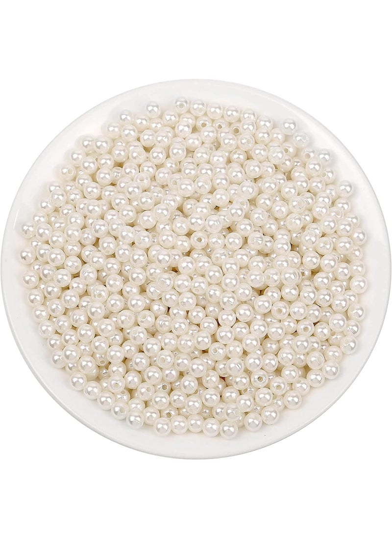 Dreamlover Dreamlover 1000pcs Ivory Pearl Beads Sets Round Shape 6mm Pearl Bead for Jewellery Making Craft Bangles Necklace Moti for Crafting Bracelet Earring Loose Pearls with Holes Sewing Crafts Fake Pearl  - Image 1