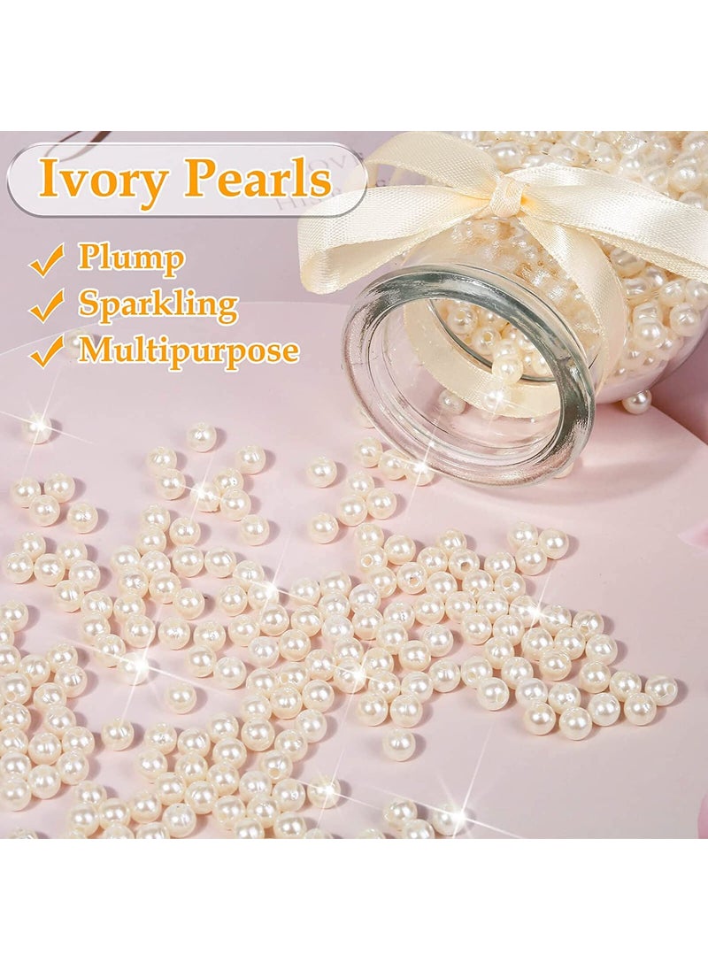 Dreamlover Dreamlover 1000pcs Ivory Pearl Beads Sets Round Shape 6mm Pearl Bead for Jewellery Making Craft Bangles Necklace Moti for Crafting Bracelet Earring Loose Pearls with Holes Sewing Crafts Fake Pearl  - Image 4