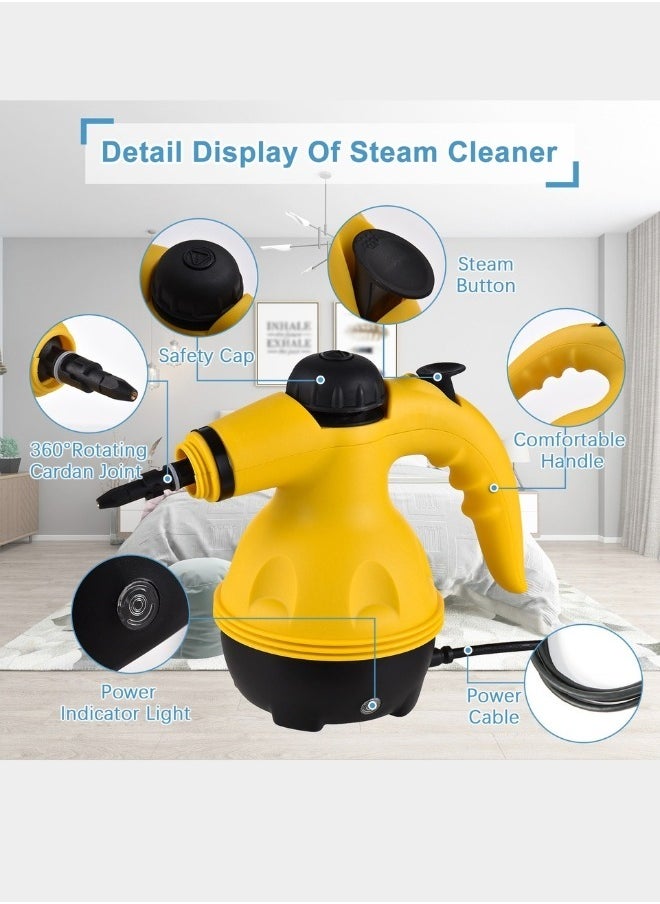 Denx - Portable Handheld Steam Cleaner 1200w Multifunctional High Temperature With 9 Pieces Accessories Suitable For Kitchen Sofa Bathroom Window - Image 1