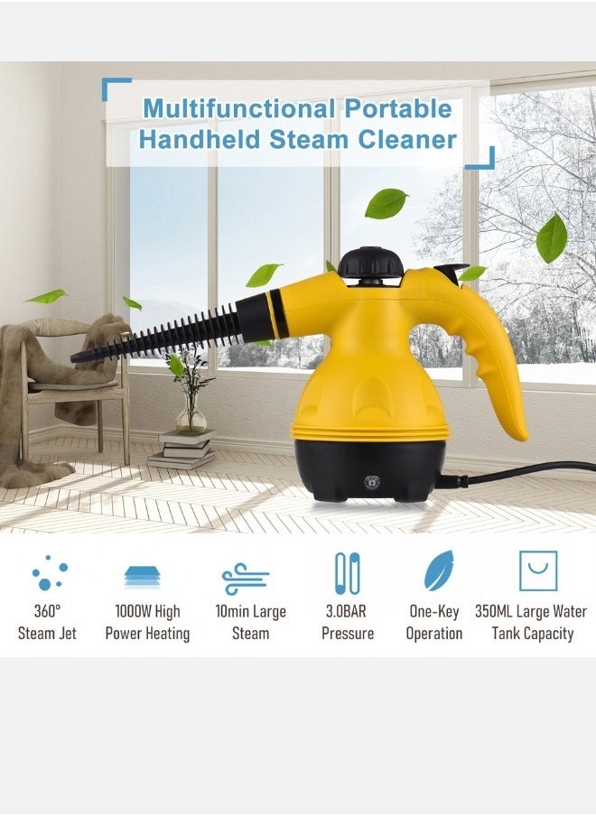 Denx - Portable Handheld Steam Cleaner 1200w Multifunctional High Temperature With 9 Pieces Accessories Suitable For Kitchen Sofa Bathroom Window - Image 1