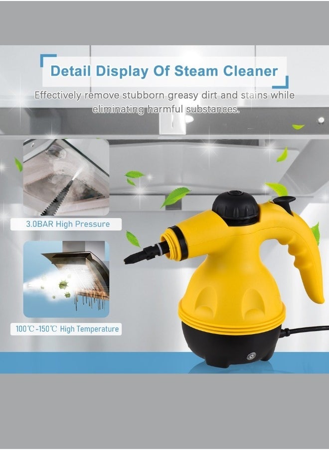 Denx - Portable Handheld Steam Cleaner 1200w Multifunctional High Temperature With 9 Pieces Accessories Suitable For Kitchen Sofa Bathroom Window - Image 1