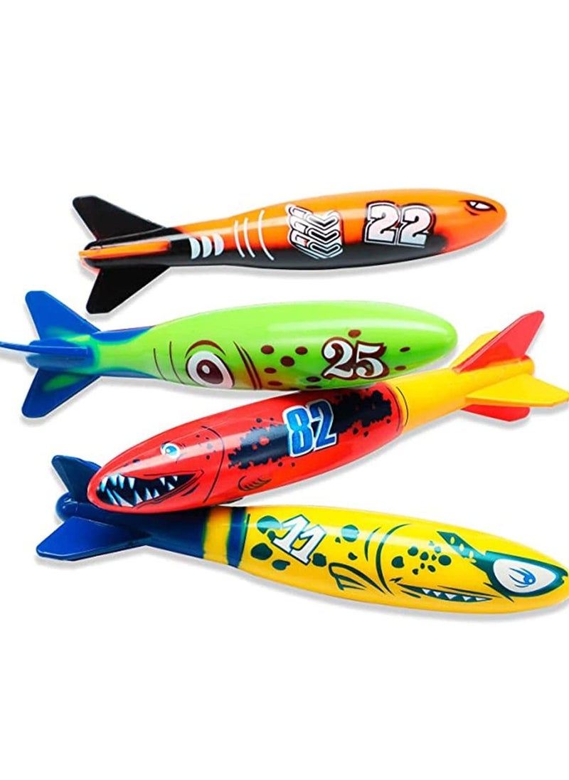 Generic - Dive Torpedo Bandits Pool Toys Underwater Diving Torpedo Bandits Water Games Training Gift Set for Boys Girls and Up 4 Piece Colorful Fun Toy for Pool and Bath - Image 1