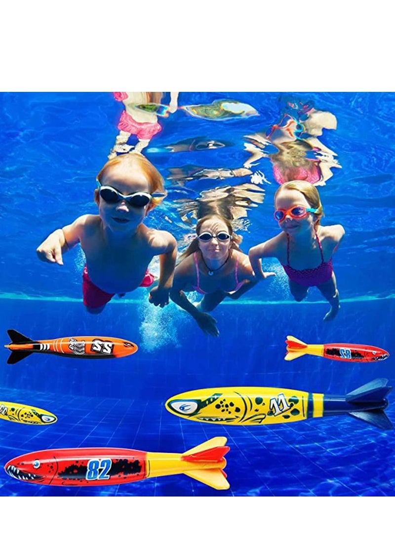 Generic - Dive Torpedo Bandits Pool Toys Underwater Diving Torpedo Bandits Water Games Training Gift Set for Boys Girls and Up 4 Piece Colorful Fun Toy for Pool and Bath - Image 1