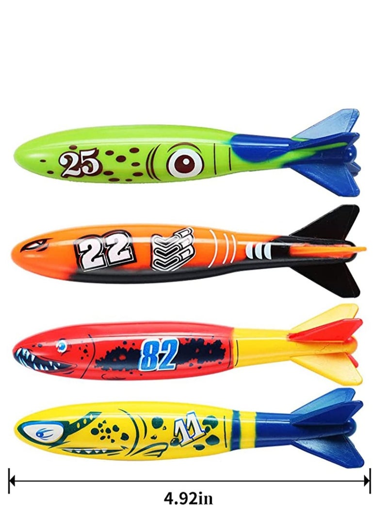 Generic - Dive Torpedo Bandits Pool Toys Underwater Diving Torpedo Bandits Water Games Training Gift Set for Boys Girls and Up 4 Piece Colorful Fun Toy for Pool and Bath - Image 1