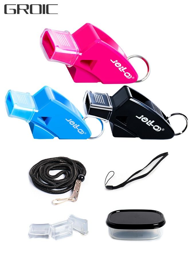GROIC 3 Pieces Sports Whistle, Whistle with Wrist rope,Lanyard,3 Mouth Grip and Storage Box, Super Loud Sports Whistles, Perfect for Coaches, Referees, Emergency, Lifeguard, Survival, Outdoor - Image 1