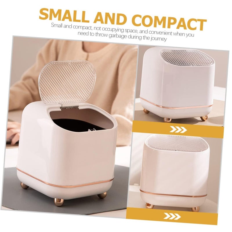 Crobat Desk Trash Can Mini Trash Can with Lid Removable Small Garbage CanPlastic Trash Bin Counter Top Wastebasket Counter Garbage Lint Bin for BathroomOfficeKitchenDesk
