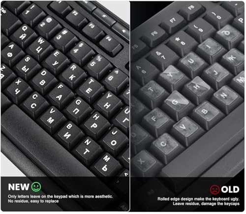 DAMMOMKO 2PCS Russian Keyboard Letter Stickers with Tweezer - Cyrillic Keyboard Letters Replacement Stickers, Russian Alphabet Sticker for Laptop Computer PC Desktop Keyboards, Peel-Off Film, Leave Letters - Image 3