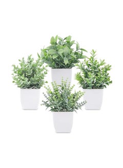 Der Rose 4 Pack Fake Plants Mini Artificial Greenery Potted Plants for Home Decor Indoor Office Table Room Farmhouse