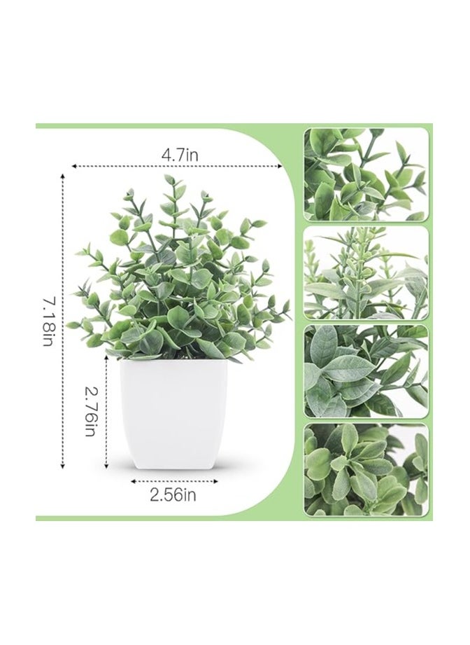 Generic - Der Rose 4 Pack Fake Plants Mini Artificial Greenery Potted Plants for Home Decor Indoor Office Table Room Farmhouse - Image 1