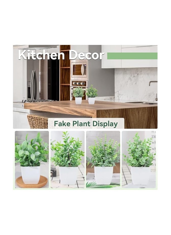 Generic - Der Rose 4 Pack Fake Plants Mini Artificial Greenery Potted Plants for Home Decor Indoor Office Table Room Farmhouse - Image 1