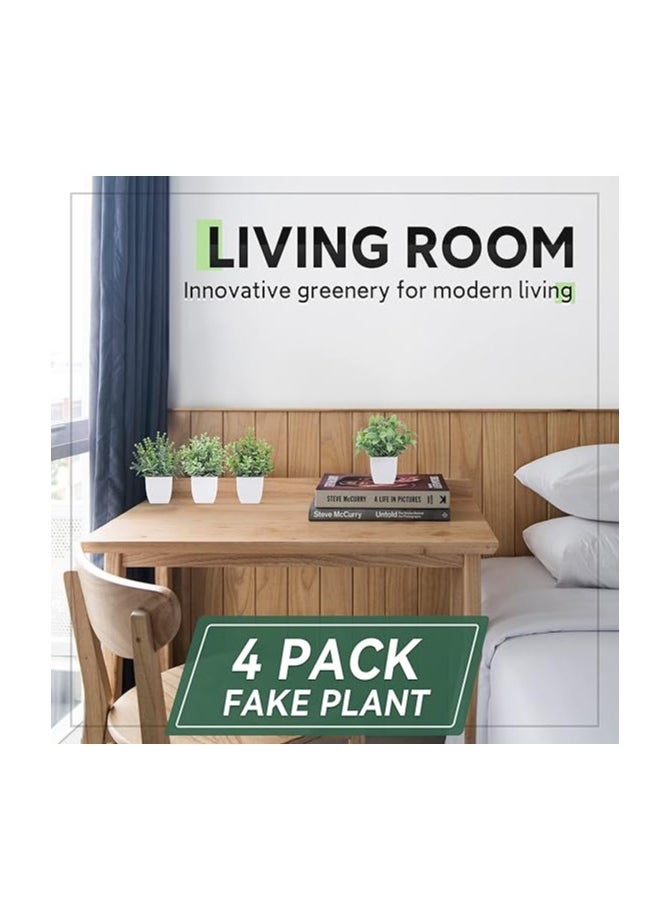 Generic - Der Rose 4 Pack Fake Plants Mini Artificial Greenery Potted Plants for Home Decor Indoor Office Table Room Farmhouse - Image 1