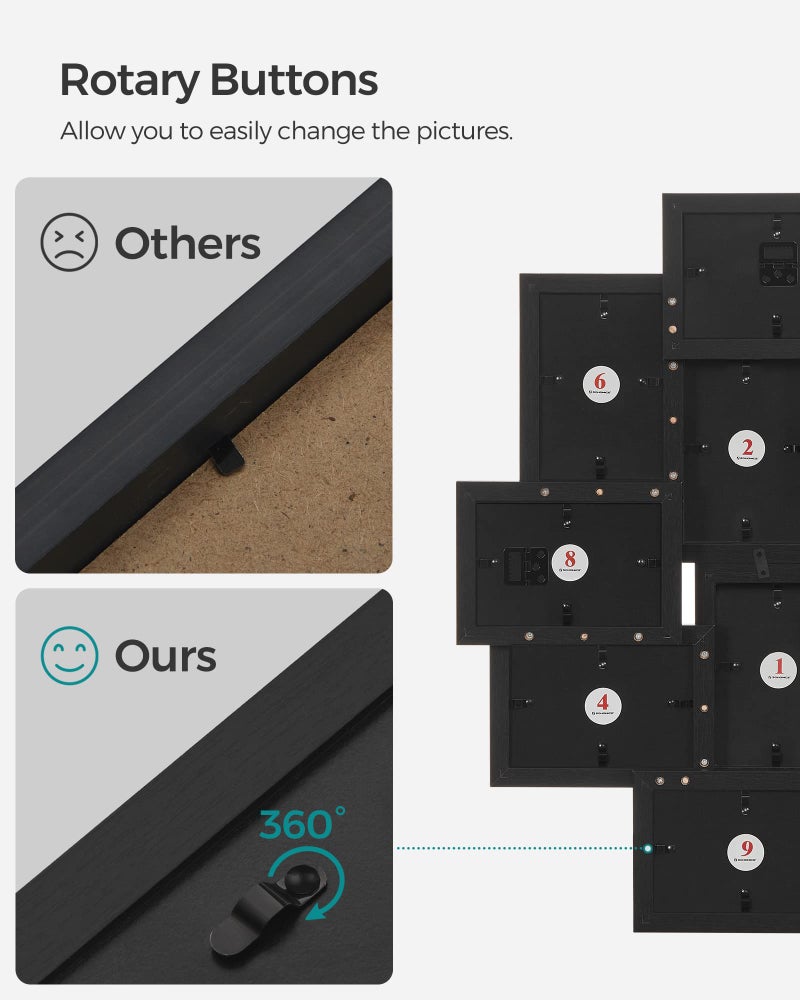 SONGMICS 4x6 Collage Picture Frames for Wall Decor, 10 Pack Family Photo Collage Frame Set for Gallery, Glass Front, Assembly Required, Ink Black URPF20BK - Image 4