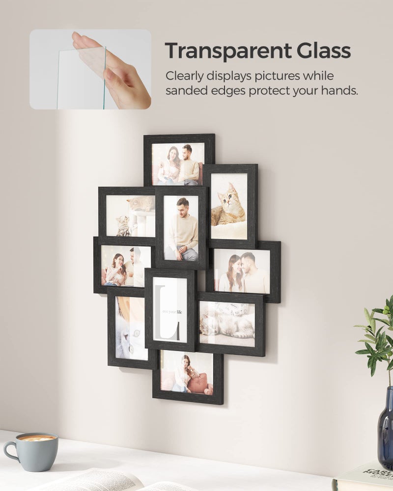SONGMICS 4x6 Collage Picture Frames for Wall Decor, 10 Pack Family Photo Collage Frame Set for Gallery, Glass Front, Assembly Required, Ink Black URPF20BK - Image 5