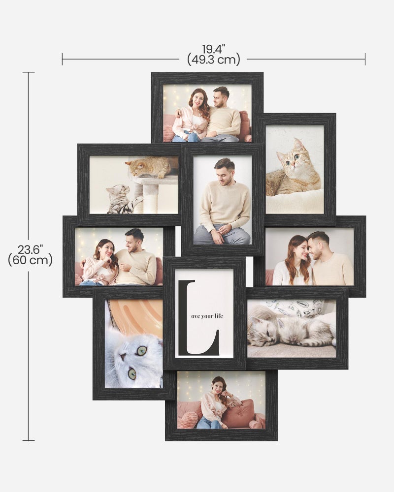 SONGMICS 4x6 Collage Picture Frames for Wall Decor, 10 Pack Family Photo Collage Frame Set for Gallery, Glass Front, Assembly Required, Ink Black URPF20BK - Image 2
