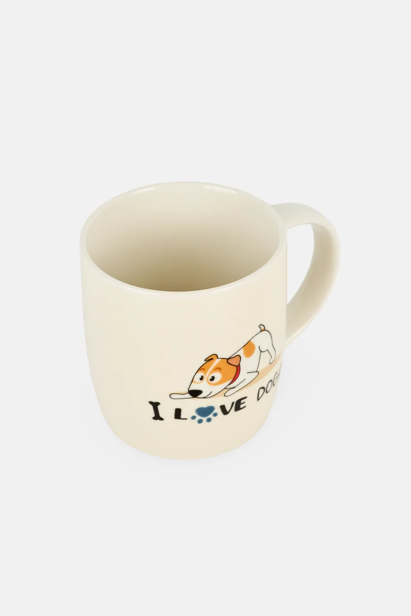 Muy Mucho D Casa Collection Cute Dog Mug 350ml, Cream