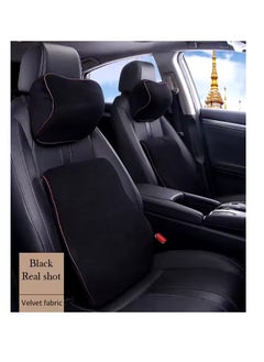 Relax Smart Lumbar Support Pillow And Car Headrest Neck Pillow Ergonomic Design Memory Cotton Headrest And Back Car Waist Pillow And Car Neck Support Pillow For Office Chair Black  - Image 2