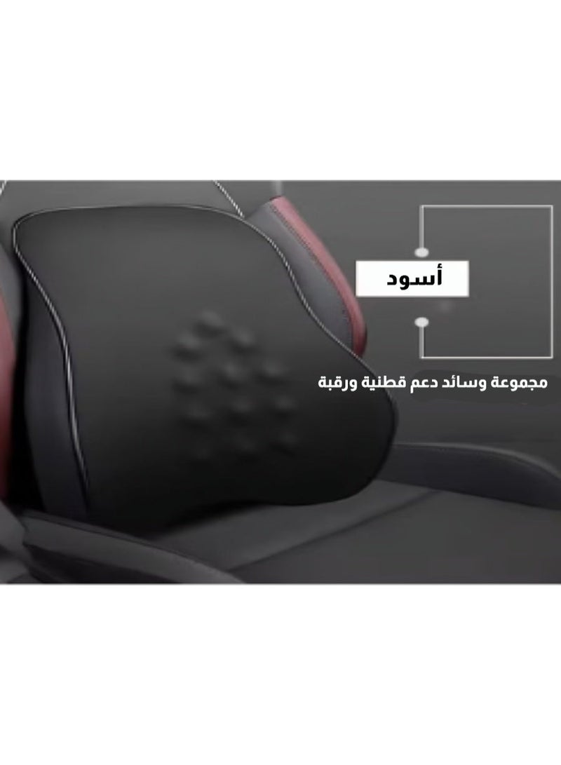 Relax Smart Ergonomic Memory Foam Car Lumbar and Neck Support Pillow Set – Back and Headrest Cushion for Driving and Office Chair (Black) - Image 4