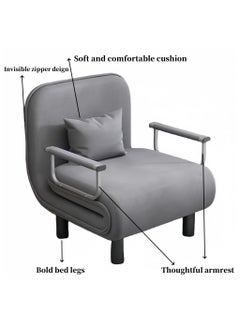 LOKIPA Convertible Sofa Bed Sleeper Chair,Tri-Fold Sofa Bed with 6 Position Adjustable Backrest & Pillow Leisure Chaise Lounge Couch Folding Versatile Upholstered Armchair for Office Small Space (65cm)  - Image 4