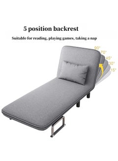 LOKIPA Convertible Sofa Bed Sleeper Chair,Tri-Fold Sofa Bed with 6 Position Adjustable Backrest & Pillow Leisure Chaise Lounge Couch Folding Versatile Upholstered Armchair for Office Small Space (65cm)  - Image 5