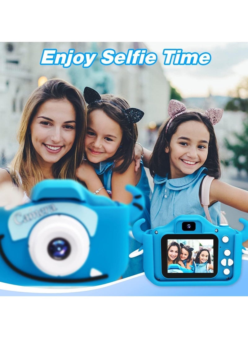 ELTRAZONE Kids Camera Toys for 3-8 Year Old Boys – Digital Video Camcorder with Cartoon Soft Silicone Cover, 32GB SD Card Included, Best Birthday & Festival Gift (Light Blue)  - Image 3