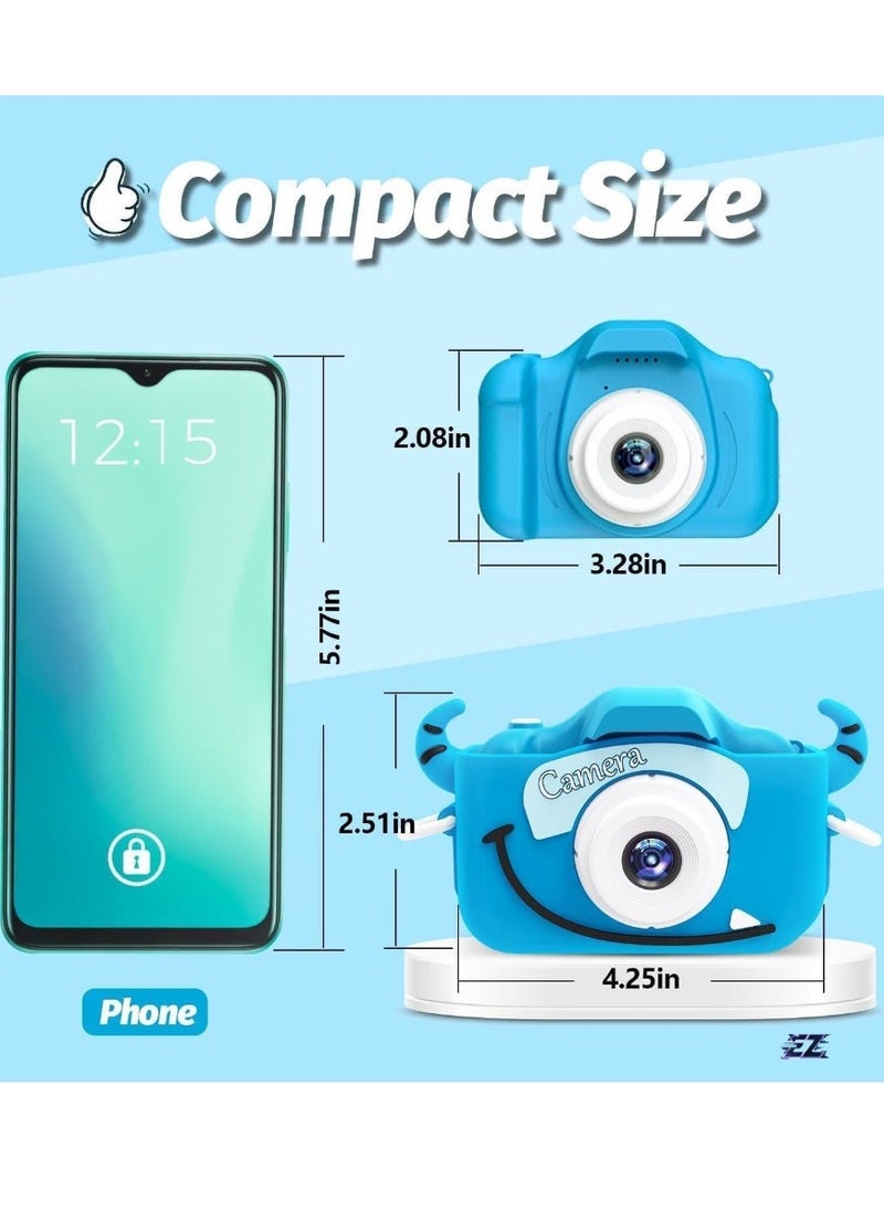 ELTRAZONE Kids Camera Toys for 3-8 Year Old Boys – Digital Video Camcorder with Cartoon Soft Silicone Cover, 32GB SD Card Included, Best Birthday & Festival Gift (Light Blue)  - Image 2