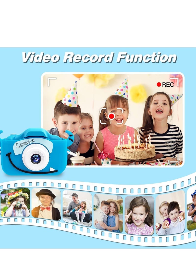 ELTRAZONE Kids Camera Toys for 3-8 Year Old Boys – Digital Video Camcorder with Cartoon Soft Silicone Cover, 32GB SD Card Included, Best Birthday & Festival Gift (Light Blue)  - Image 4