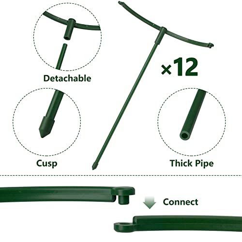 kulusion 12Packs Plant Support Stake Half Round Plant Support, Stackable 3 Tier Garden Flower Support, Plant Stakes for Indoor Outdoor Plants for Tomato,Monstera, Peony, Hydrangea, Climbing Plants - Image 3