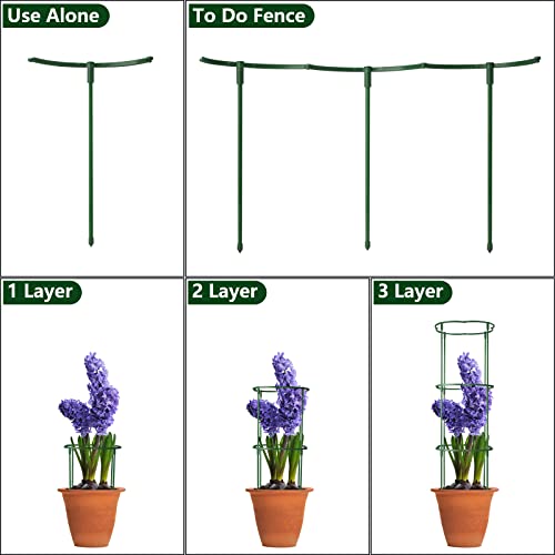 kulusion 12Packs Plant Support Stake Half Round Plant Support, Stackable 3 Tier Garden Flower Support, Plant Stakes for Indoor Outdoor Plants for Tomato,Monstera, Peony, Hydrangea, Climbing Plants - Image 4