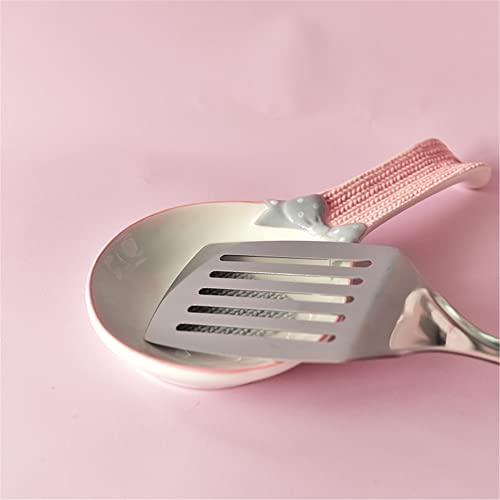 THRILRUG Ceramic Spoon Rest for Stove Top,Cooking Large Spoon Holder for Kitchen Counter/Stove Top/Dining Table, Modern Farmhouse Decor,Pink White - Image 3